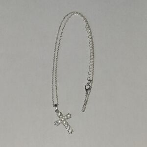Silver Cross Pendant Necklace with Adjustable Chain